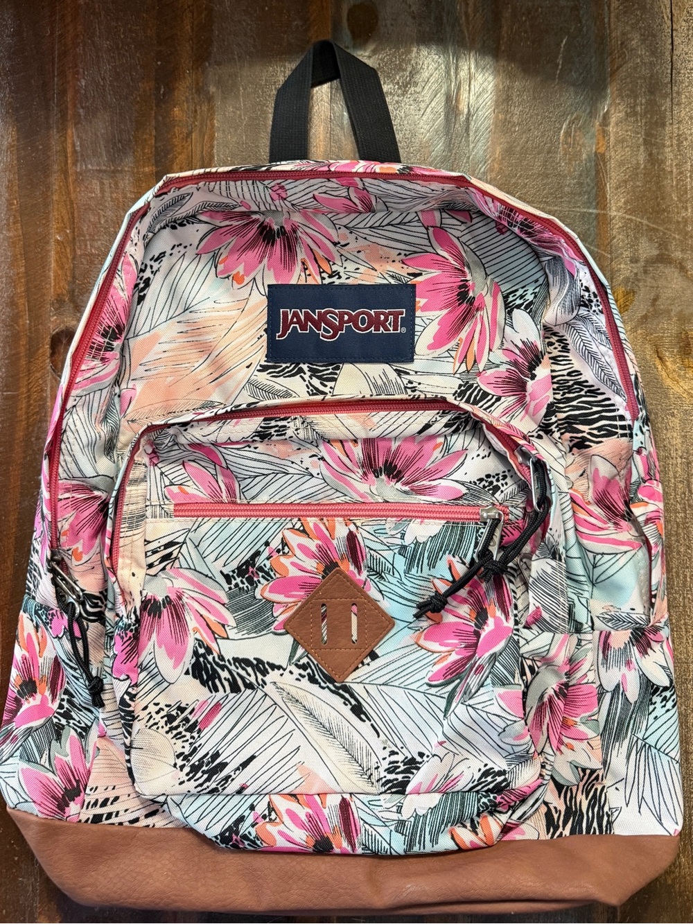 Jansport City View Pink Tropical & Floral Laptop Backpack EUC